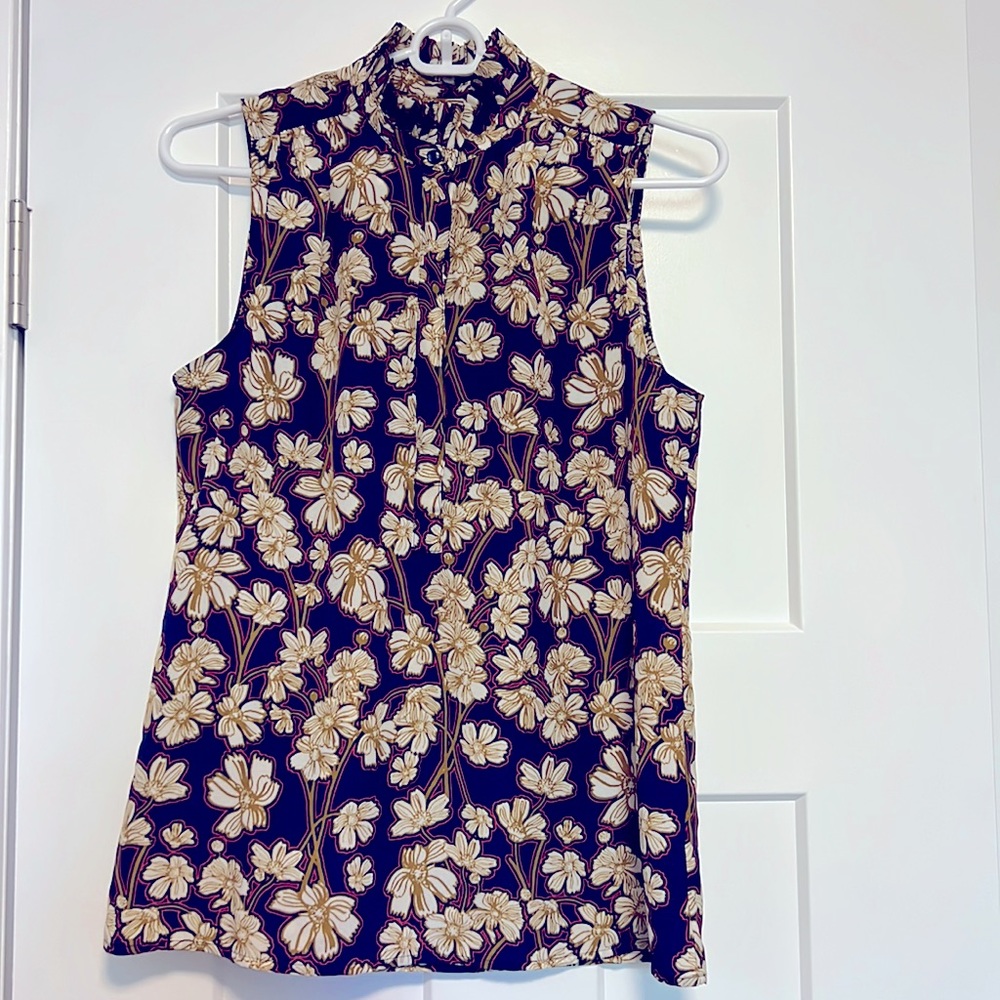 J. Crew floral sleeveless blouse, size 4
